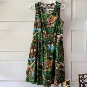 Modcloth Retrolicious Dinosaur Print Dress Medium